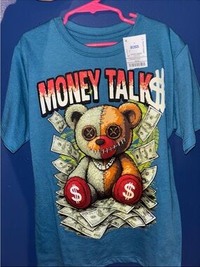 Legend Blue Graphic Tee with Teddy & Money Print